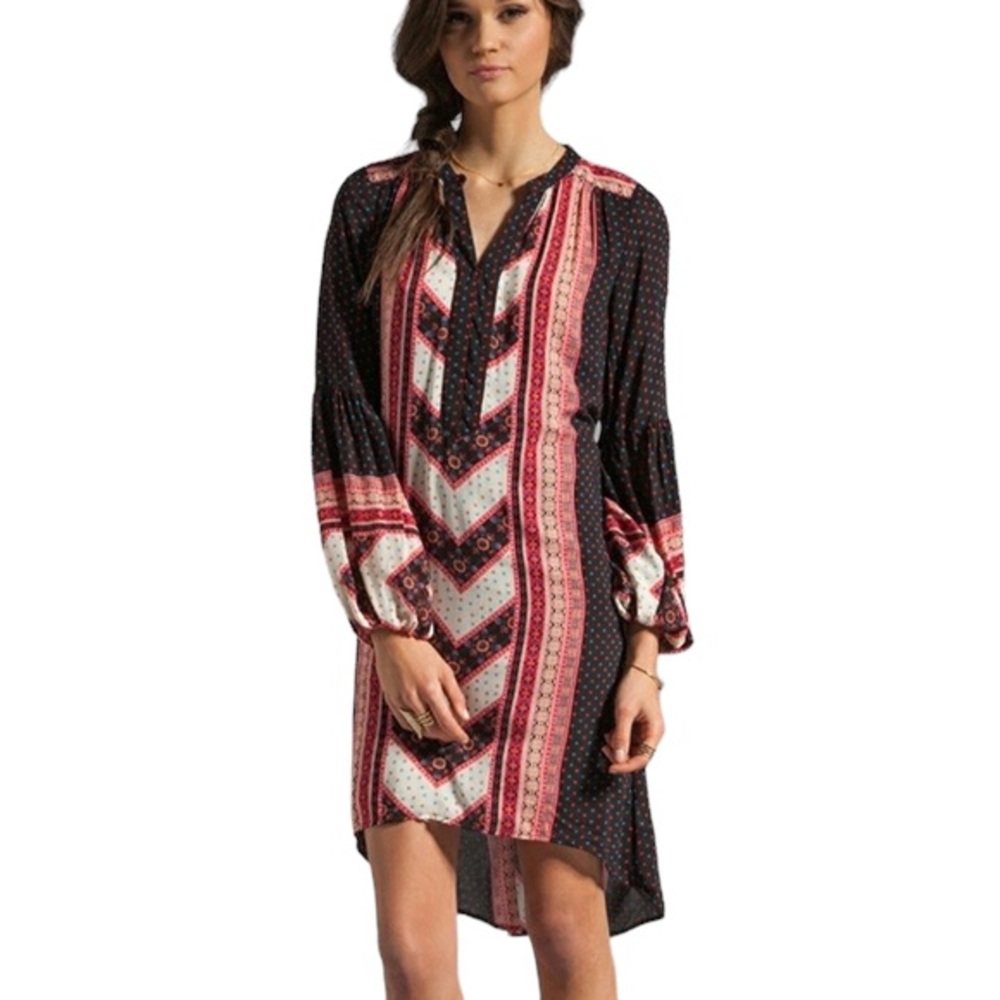 Free People The Peacemaker Dress Mid Length High Low Black Red Bohemian Boho